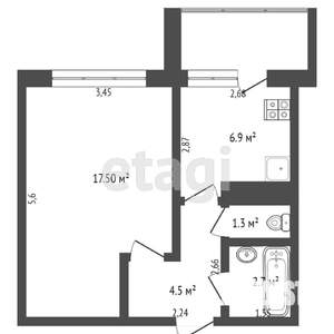1-к квартира, вторичка, 35м2, 7/9 этаж