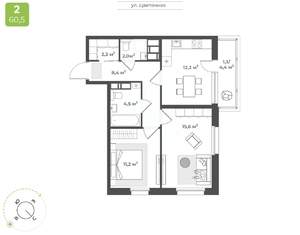 2-к квартира, вторичка, 57м2, 15/16 этаж