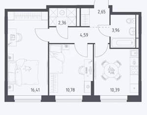 2-к квартира, вторичка, 41м2, 4/4 этаж