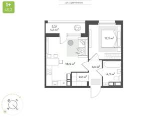 1-к квартира, вторичка, 43м2, 13/16 этаж
