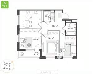 3-к квартира, вторичка, 70м2, 5/18 этаж