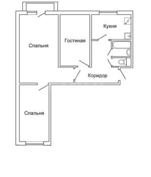 3-к квартира, вторичка, 60м2, 2/5 этаж