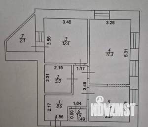 2-к квартира, вторичка, 56м2, 7/12 этаж