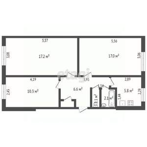 3-к квартира, вторичка, 61м2, 1/5 этаж
