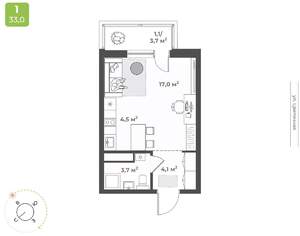 Студия квартира, вторичка, 30м2, 3/17 этаж