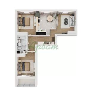 3-к квартира, сданный дом, 75м2, 12/12 этаж