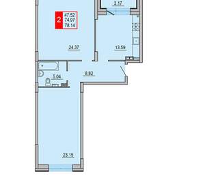 2-к квартира, вторичка, 78м2, 2/8 этаж