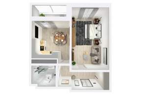 1-к квартира, сданный дом, 46м2, 22/22 этаж