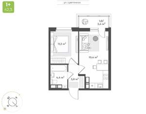 1-к квартира, вторичка, 40м2, 6/16 этаж