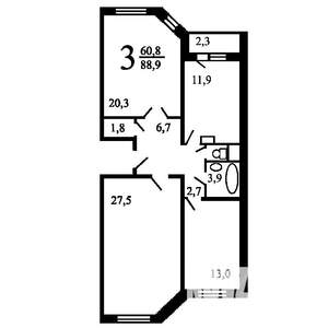 2-к квартира, вторичка, 88м2, 4/17 этаж