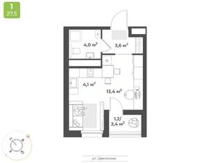 1-к квартира, вторичка, 26м2, 3/18 этаж