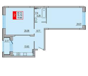 2-к квартира, вторичка, 80м2, 2/8 этаж