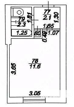 Студия квартира, вторичка, 16м2, 8/9 этаж