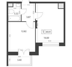 1-к квартира, вторичка, 40м2, 15/16 этаж