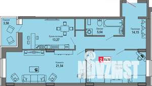2-к квартира, строящийся дом, 74м2, 11/24 этаж