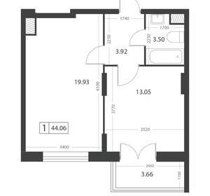 1-к квартира, вторичка, 44м2, 9/16 этаж