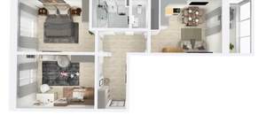 2-к квартира, сданный дом, 68м2, 21/22 этаж