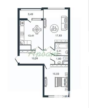 2-к квартира, сданный дом, 65м2, 3/17 этаж