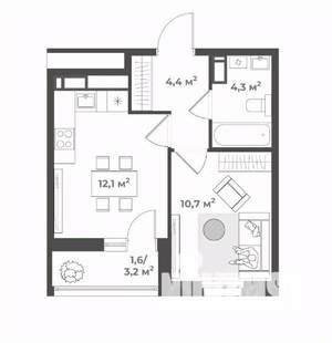 1-к квартира, вторичка, 35м2, 8/16 этаж