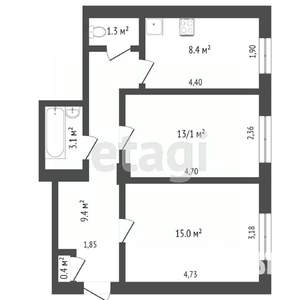 2-к квартира, вторичка, 58м2, 5/5 этаж