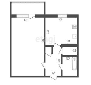 1-к квартира, вторичка, 36м2, 1/9 этаж