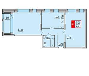 2-к квартира, вторичка, 85м2, 4/8 этаж