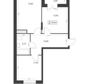 2-к квартира, вторичка, 60м2, 7/16 этаж