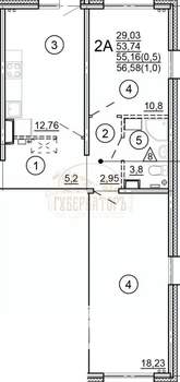 2-к квартира, вторичка, 57м2, 2/17 этаж