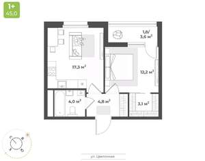 1-к квартира, вторичка, 43м2, 15/18 этаж