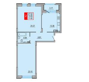 2-к квартира, вторичка, 78м2, 6/8 этаж