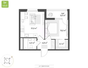 1-к квартира, вторичка, 43м2, 10/18 этаж