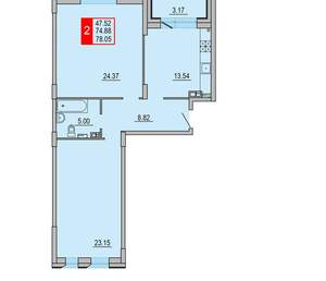 2-к квартира, вторичка, 78м2, 3/8 этаж
