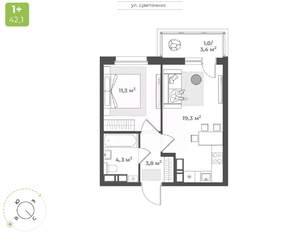 1-к квартира, вторичка, 40м2, 13/16 этаж
