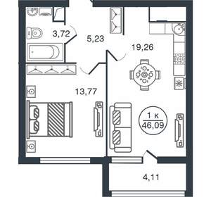 1-к квартира, вторичка, 46м2, 13/16 этаж