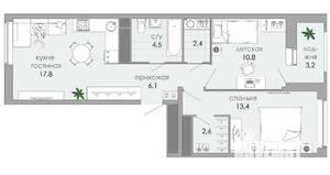 2-к квартира, вторичка, 61м2, 12/12 этаж