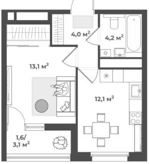 1-к квартира, вторичка, 37м2, 14/18 этаж
