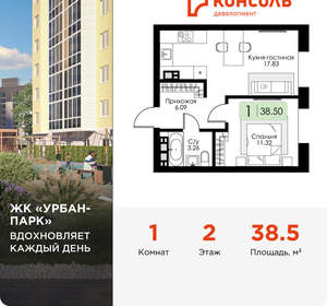 1-к квартира, вторичка, 39м2, 2/4 этаж