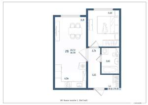2-к квартира, сданный дом, 37м2, 8/15 этаж