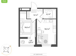 1-к квартира, вторичка, 38м2, 2/17 этаж