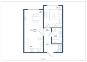 2-к квартира, сданный дом, 37м2, 4/15 этаж