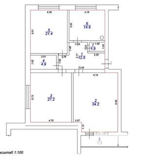 3-к квартира, вторичка, 117м2, 3/4 этаж