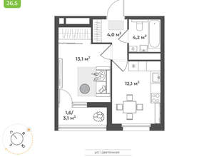 1-к квартира, вторичка, 35м2, 15/17 этаж