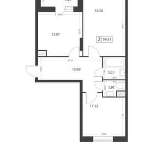 2-к квартира, вторичка, 59м2, 8/16 этаж