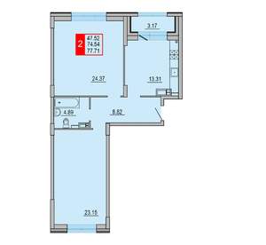 2-к квартира, вторичка, 78м2, 8/8 этаж