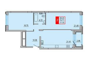 2-к квартира, вторичка, 78м2, 4/8 этаж