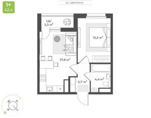 1-к квартира, вторичка, 41м2, 6/10 этаж