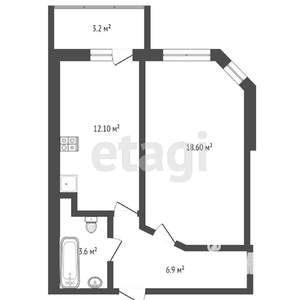 1-к квартира, вторичка, 43м2, 6/12 этаж