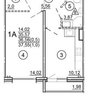 1-к квартира, вторичка, 38м2, 11/18 этаж