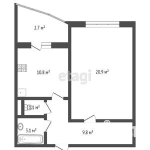 1-к квартира, вторичка, 48м2, 8/17 этаж
