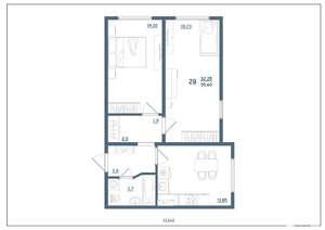 2-к квартира, сданный дом, 56м2, 8/15 этаж